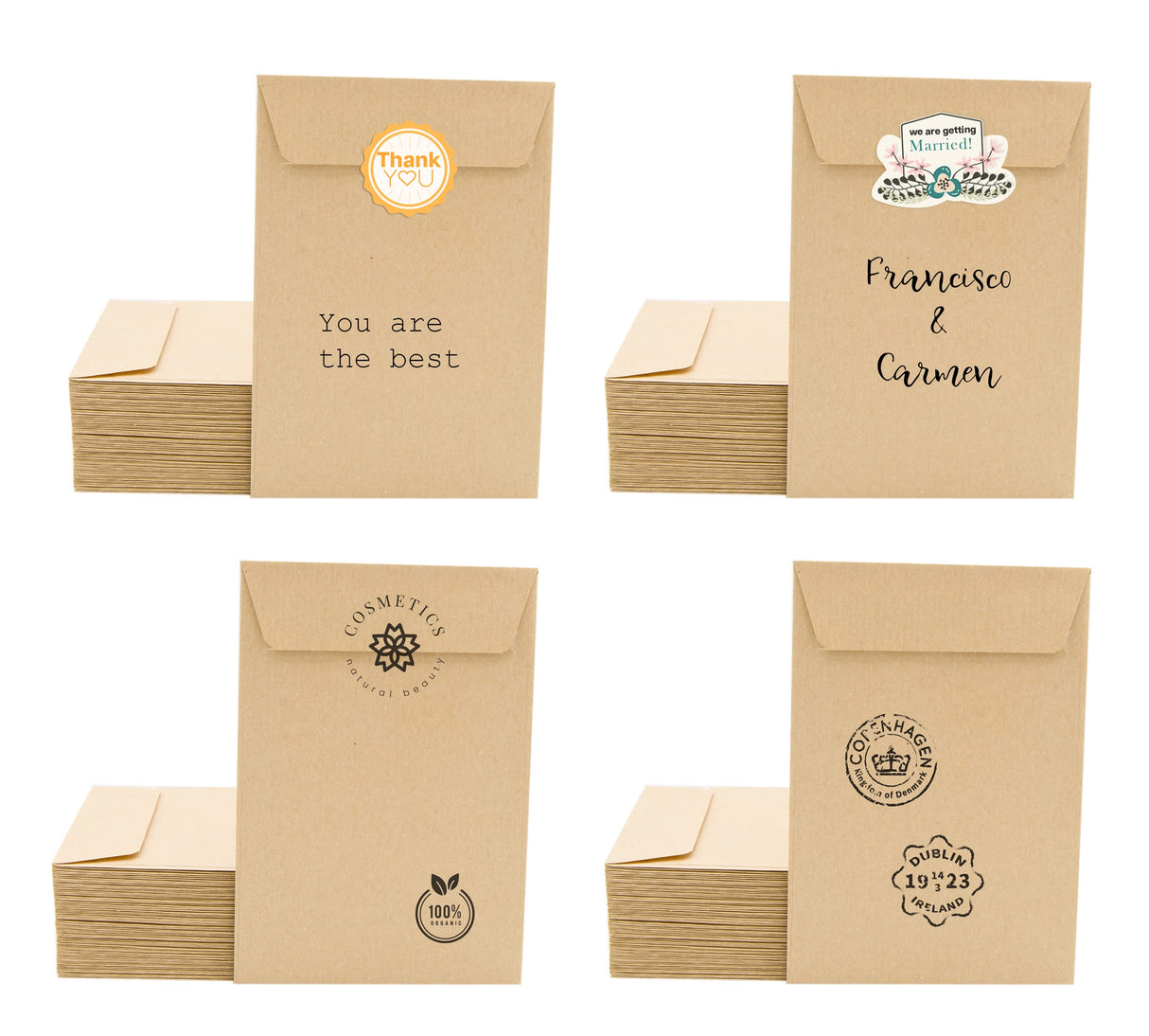 Sobres de Papel Kraft con Tira de Silicona para Invitaciones o Bolsitas de regalo de invitados en Bodas, Comuniones o Bautizos. Sobres para joyas o semillas - Ofituria (1000 sobres, 100 x 145 mm)