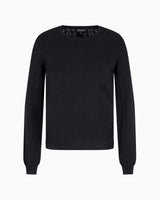 Armani Exchange Allover Monogram Logo Longsleeve Knit Top Suéter, Negro, M para Mujer