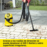 Kärcher 36 V Aspirador multiuso WD 3 Battery, aspiración en seco y húmedo, filtro de cartucho, manguera: 2 m, capacidad: 17 l, rendimiento: 300 W, compatible con batería 36 V, batería no incl.