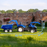 FALK - Retroexcavadora de Pedales New Holland con Excavadora y Remolque basculante - A Partir de 3 años - Fabricada en Francia - Asiento Giratorio - 3090W