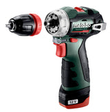 metabo PowerMaxx BS BL Q 601749500 - Taladro atornillador inalámbrico Li-ION 12V 2Ah + 2 pilas