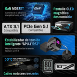 ASUS ROG Strix 1200W Platinum - Fuente de alimentación Totalmente Modular, 80 Plus Platinum, ATX 3.1, GAN MOSFET, GPU-First Intelligent Voltage Stabilizer, 10 años de Cobertura