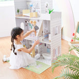 Olivia's Little World Grande Casa de Muñecas de Madera con 3 Niveles con Jardín para Niños y 16 Accesorios y Muebles para Muñecas de 30 cm