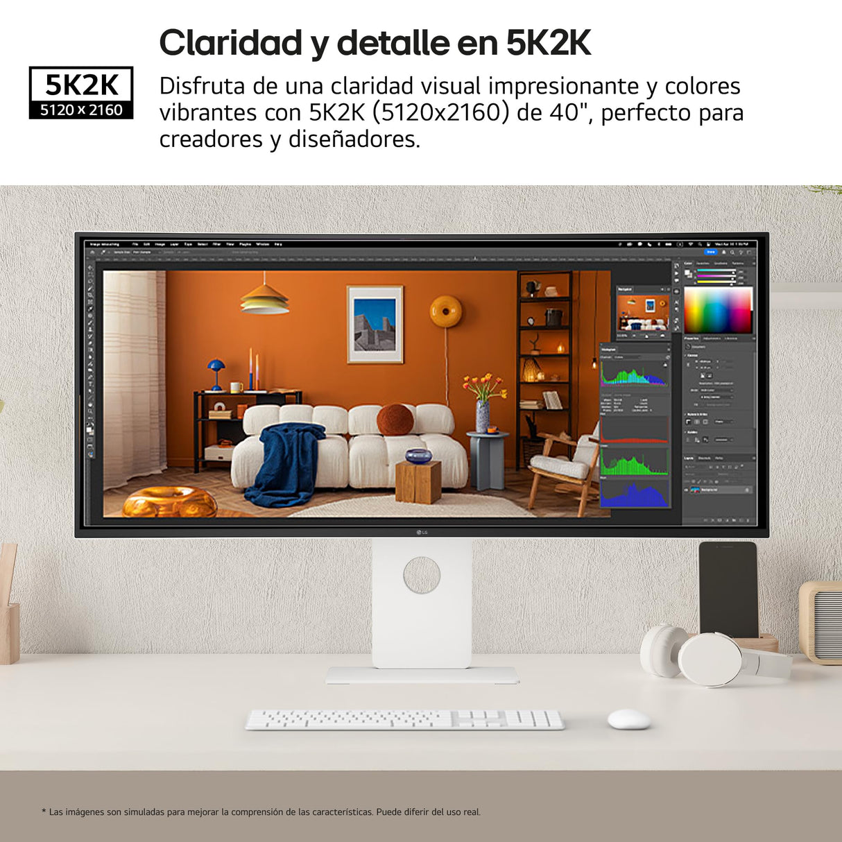 LG 40U990A-W.AEU, Monitor Gaming UltraWide, 40", Curvo 2500R, Panel Nano IPS, False (5121 x 2160), 120 Hz, Ultrapanorámico 21:9, FreeSync Premium, Blanco con Textura, DCI-P3 99%