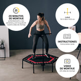 SportPlus Trampolín Fitness con Mango Regulable – Cama Elástica para Adultos – Ideal para Ejercicios en Casa - Carga Máxima de 130 Kg - Diámetro 110 cm