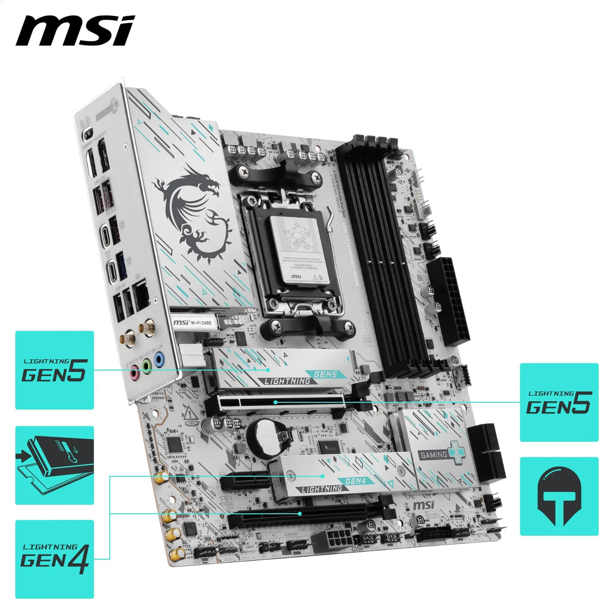 MSI B850M Gaming Plus WiFi Placa Base, mATX - Soporta procesadores AMD Ryzen 9000/8000 / 7000, AM5 - Memoria DDR5 Boost 8200+ MT/s (OC), PCIe 5.0 x16 & 4.0 x4, M.2 Gen5, Wi-Fi 7, 5G LAN