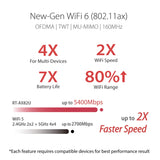 ASUS RT-AX82U V2, Router Gaming AX5400 WiFi 6 extensible de dos bandas, puerto para juegos, modo Mobile Game, Aura RGB, compatible con PS5, seguridad de red, Instant Guard, VPN, compatible con AiMesh