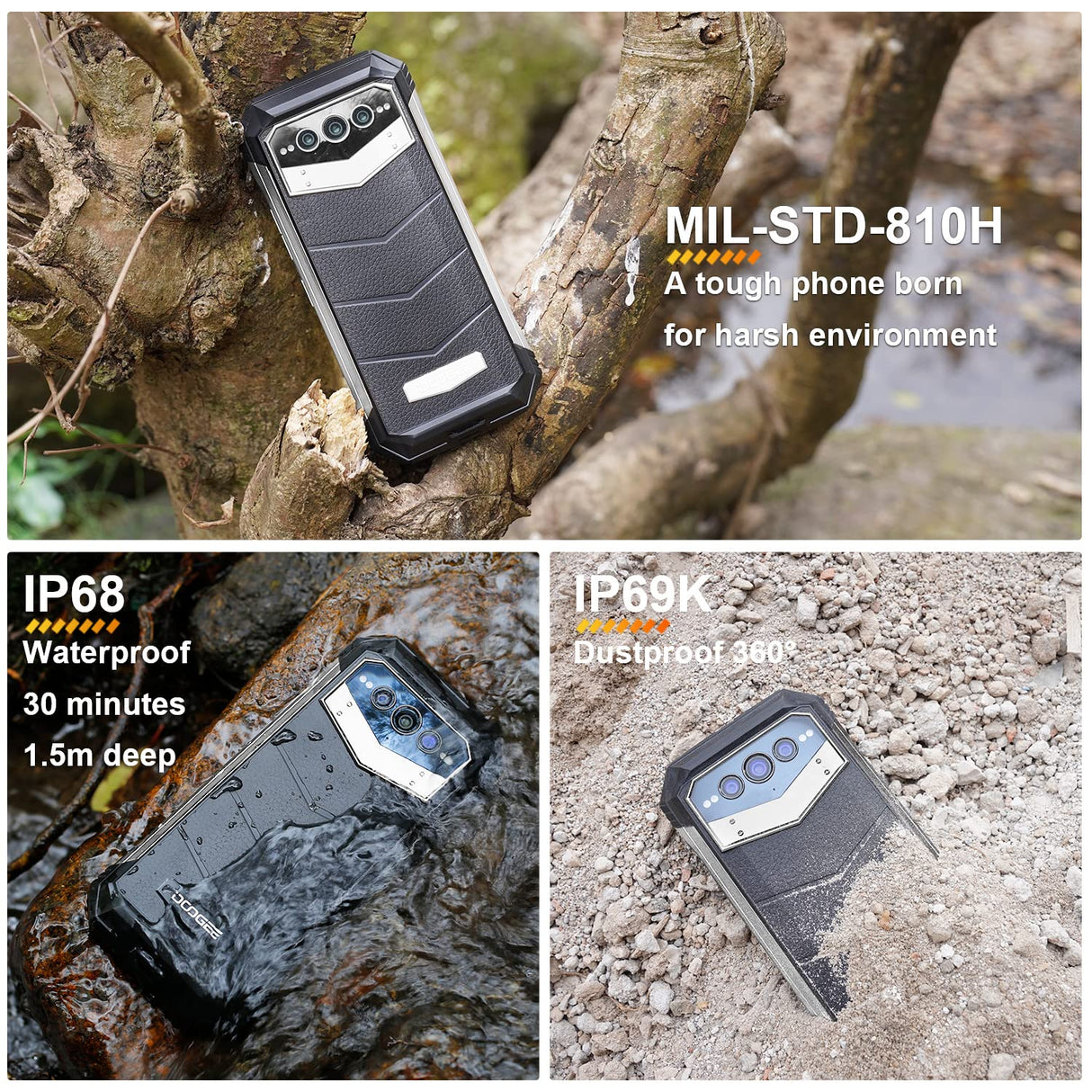 DOOGEE VMAX [2024] Movil Resistente Agua y Golpes 5G, 22000mAh Batería, Dimensity 1080, 20GB+256GB, 6.6" FHD+ 120Hz, Cámara Triple 108MP, Smartphone Irrompible Android IP68IP69K/NFC/Huella Dactilar
