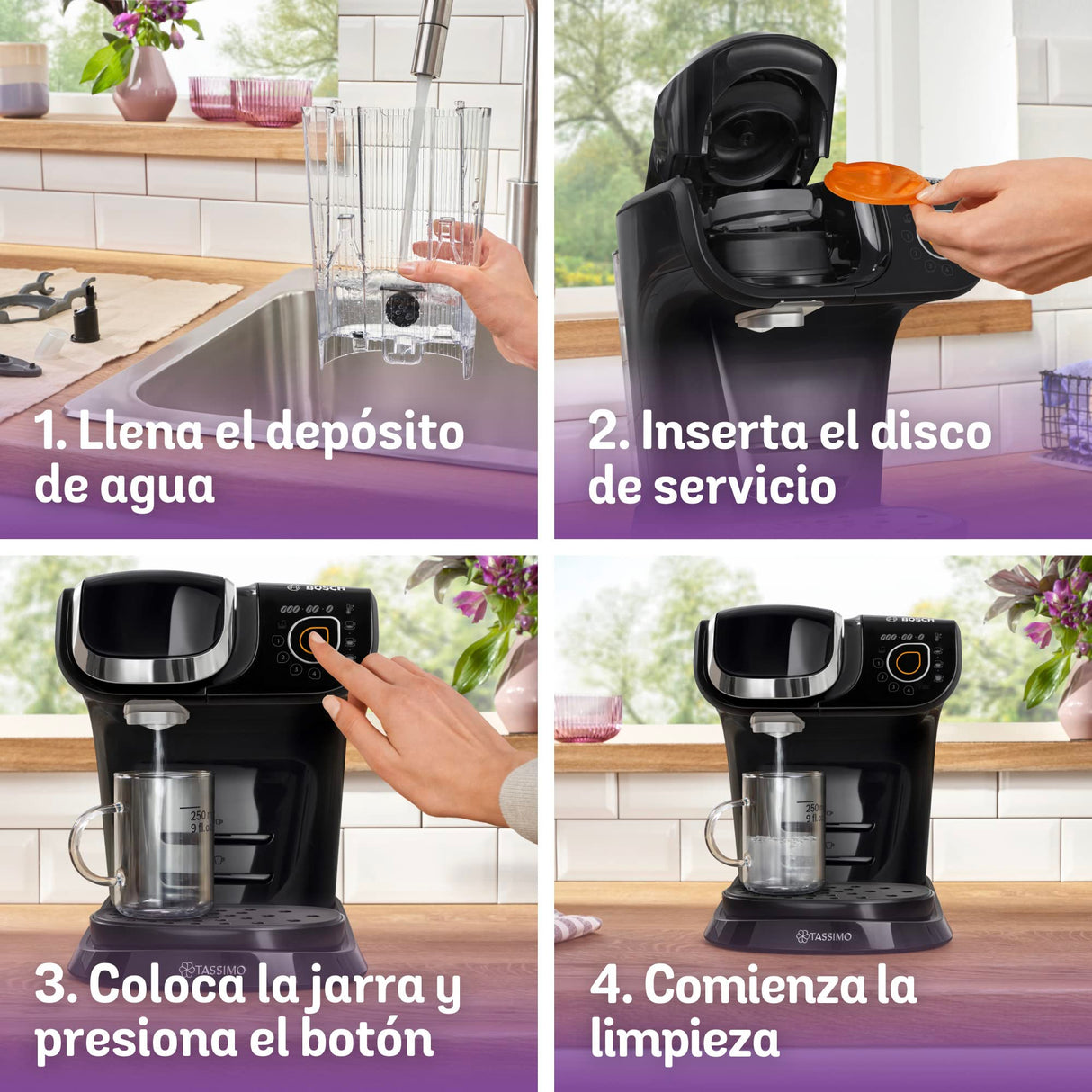Bosch Hogar Máquina multibebida, Cafetera de cápsulas, Hasta 70 bebidas, OneTouch, Servicio individual, Personalización de bebidas, Filtración de agua, Color Negro