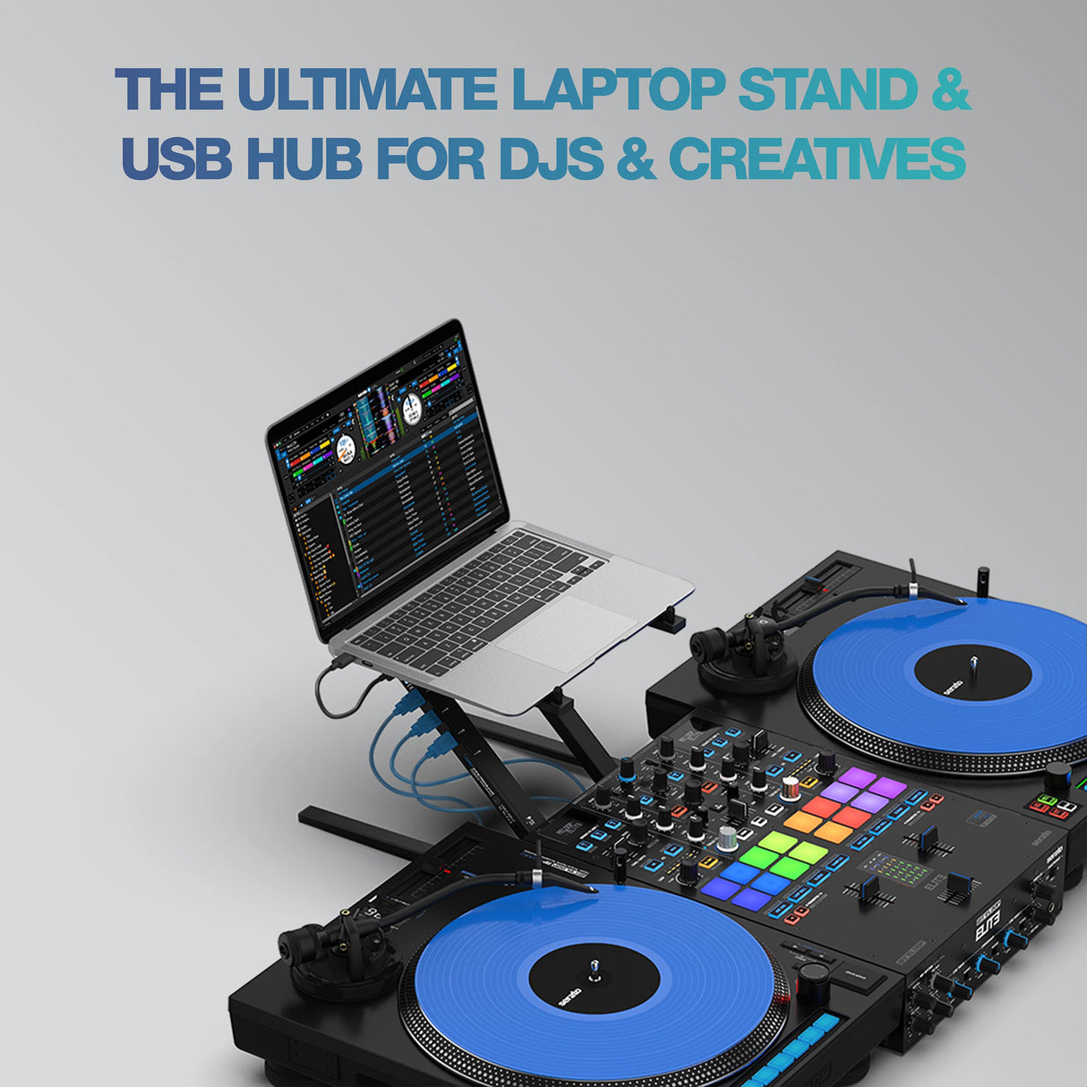 Reloop Stand Hub Innovadora combinación de soporte para portátil y hub usb-c avanzado con alimentación Powerdrive