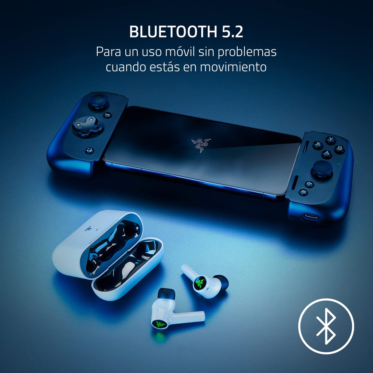 Razer Hammerhead HyperSpeed - Auriculares Gaming Inalámbricos Multiplataparama con Licencia para PlayStation (HyperSpeed Wireless, Cancelación Activa del Ruido) Blanco