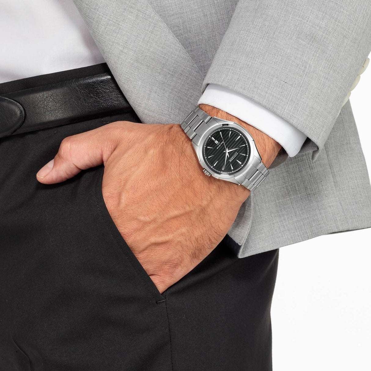 Citizen Reloj Analógico para Hombres de Cuarzo japonés con Correa en Acero Inoxidable AW1750-85E