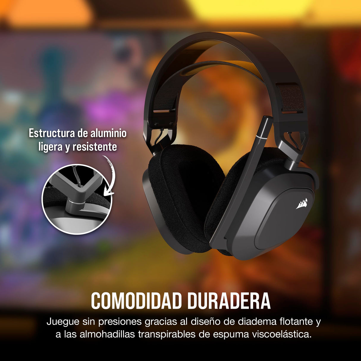 Corsair HS80 MAX Wireless Auriculares para Juegos Multiplataforma con Bluetooth – Dolby Atmos – Micrófono de Calidad Broadcast – Compatible con iCUE – PC, Mac, PS5, PS4, Switch, Móvil – Gris Acero