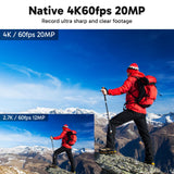 AKASO Cámara Deportiva WiFi 4K/60fps 20MP, Cámara de Acción con EIS Pantalla Táctil, Cámara Acuatica Sumergible 40M con Control de Voz 8X Zoom Control Remoto 2 Baterías Multi Accesorios
