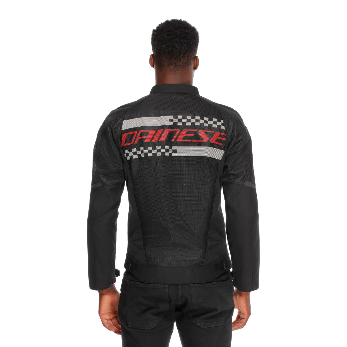 DAINESE - Herosphere Air Tex Jacket, Chaqueta De Moto De Tejido, Ventilada Y De Verano, Hombre, Negro/Blanco/Rojo, 50
