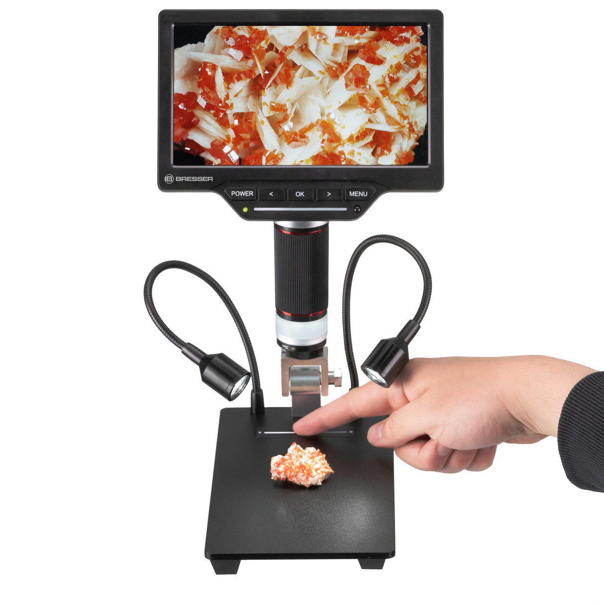 Bresser Microscopio Digital de 2L con luz Regulable, WiFi, Pantalla LCD a Color de 7 Pulgadas de Alta definición, función de grabación de vídeo y Fotos 1080P