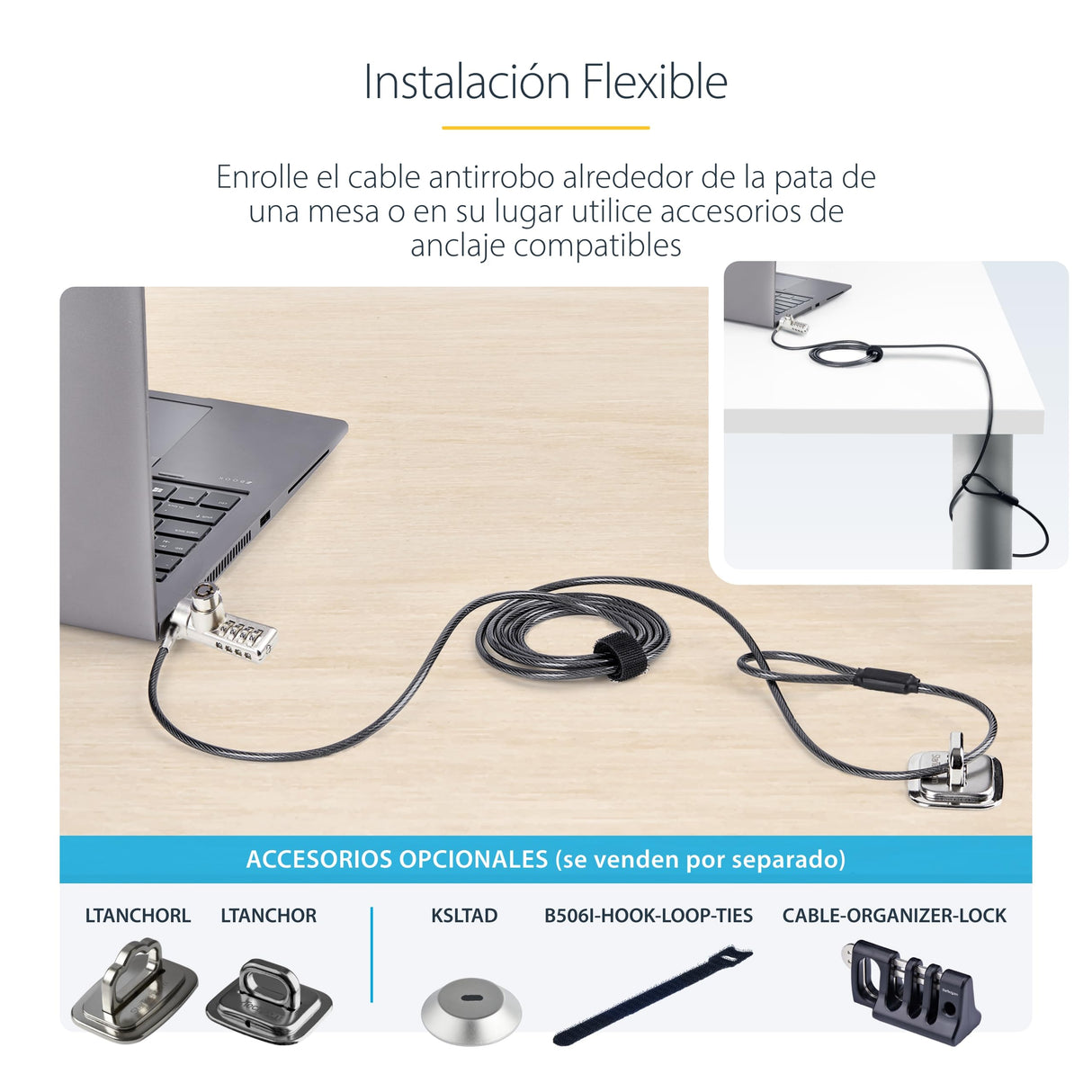 StarTech.com Paquete de 10 Cables de Seguridad Antirrobo Candado K-Slot de Llave y Clave para Portátil - Misma Llave