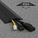 D-Line FC83B/9M, Canaleta de suelo para cables, Pasacables para suelo, Oculta cables y previene accidentes - Cavidad para cables = 30mm (anch.) x 10mm (alt.) - 9-metro longitud - Negro