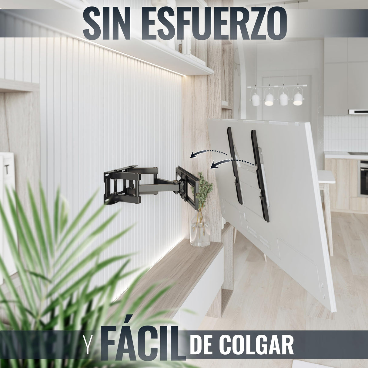 RICOO Soporte TV Pared 32-55" Pulgadas (81-140cm) S5244 Brazo articulado Giratorio Inclinable Colgador televisión Universal VESA 200x200-400x400 Negro