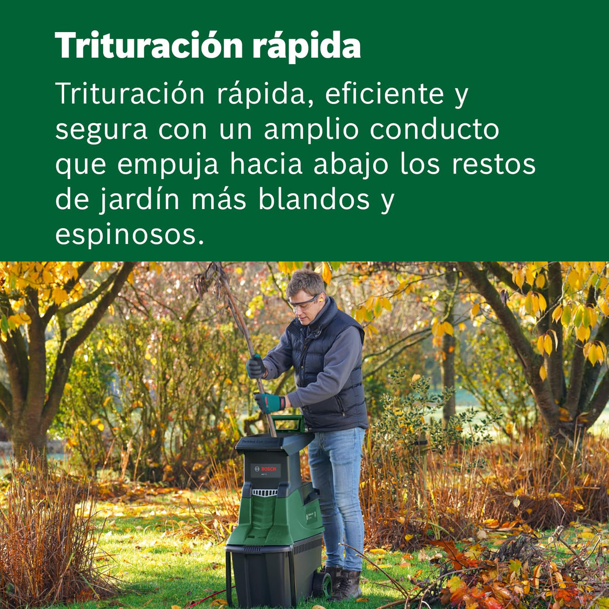 Bosch Home and Garden desmenuzadora de jardín con turbina AXT 25 TC (2500 W; apta para madera y residuos duros jardín; incluye guantes caja recogida integrada 53 L; en embalaje cartón)