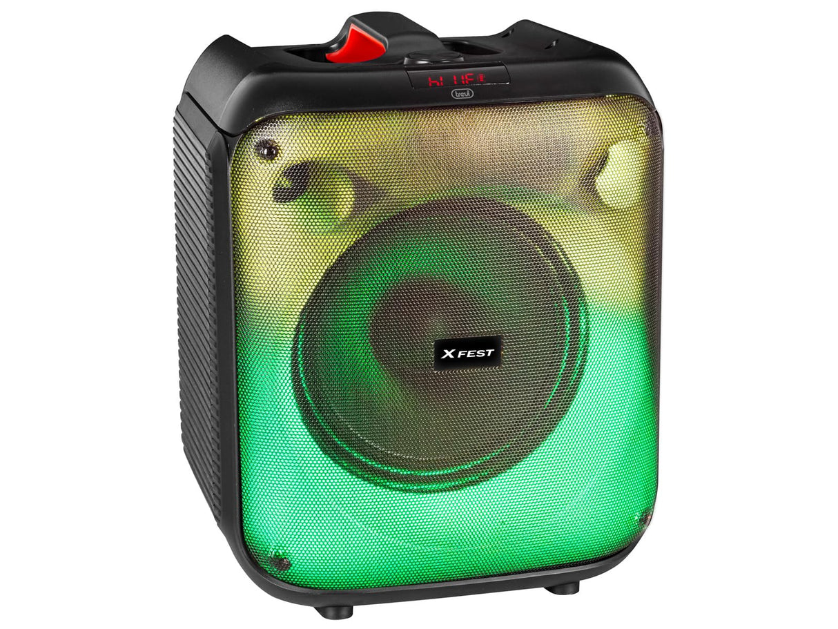 Trevi XFest XF 470 KB - Altavoz Amplificador portátil Fire Flame 60 W, Conector USB, Micro SD, AUX-IN, batería integrada, Karaoke Party Altavoz con micrófono dinámico Incluido