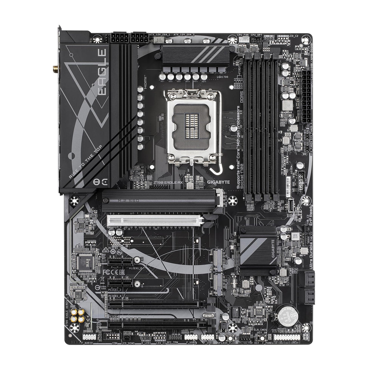 GIGABYTE Z790 Eagle AX Placa Base - Soporta CPUs Intel Core de 14ª generación, VRM Digital de 12+1+1 Fases, hasta 7600MHz DDR5 (OC), 3xPCIe 4.0 M.2, Wi-Fi 6E, LAN de 2.5GbE, USB 3.2 Gen 2