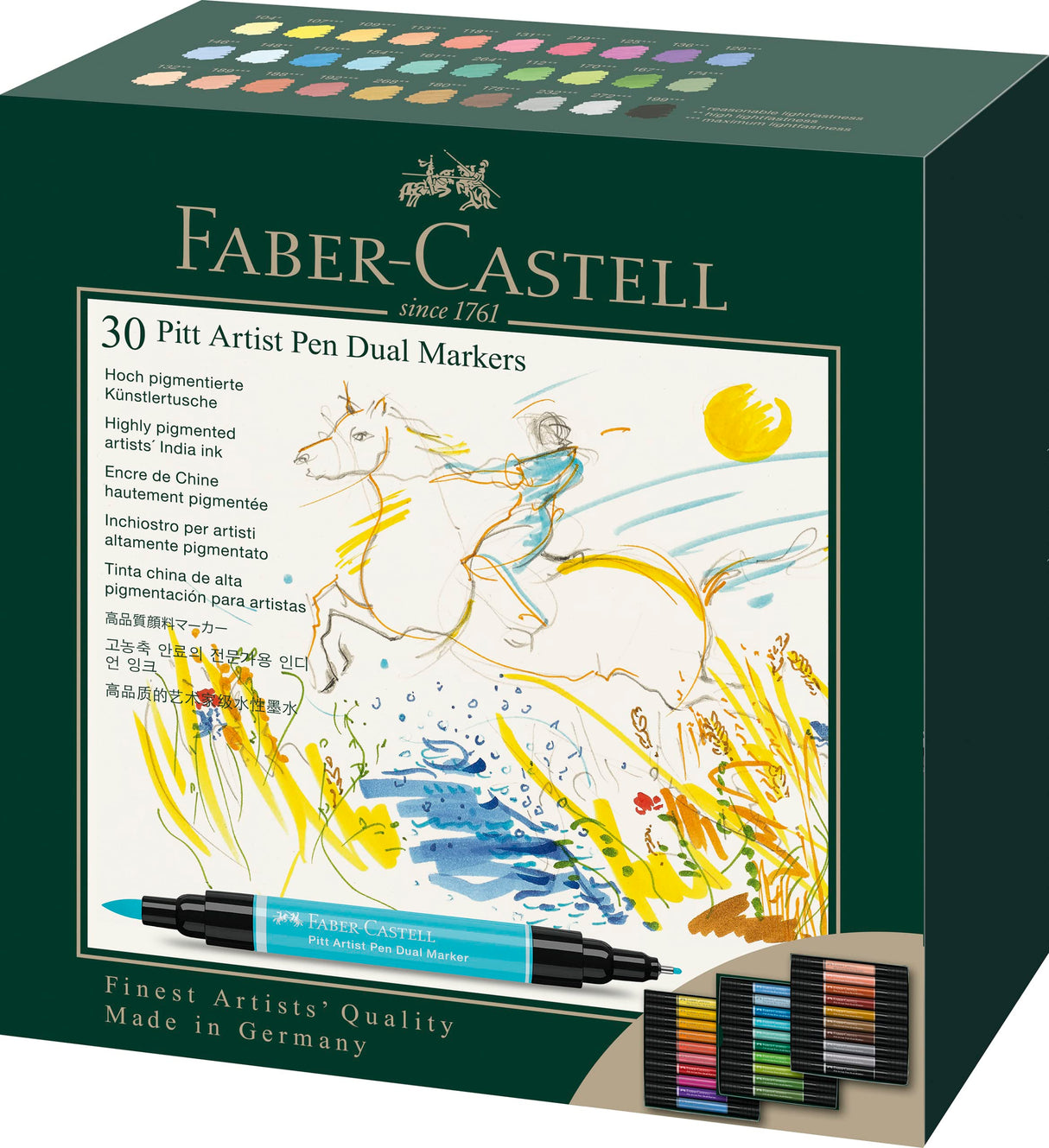 Faber-Castell - 162030 Pack 30 Colores Pitt Artist Pen Dual Marker - Tinta China.
