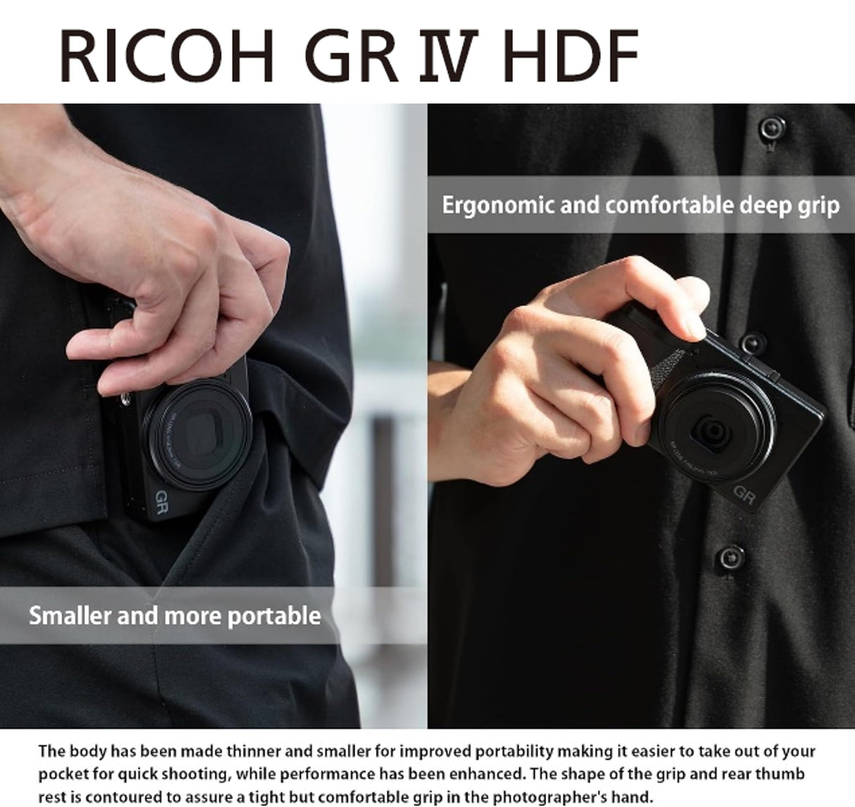 RICOH GR IV HDF, Modelo ampliado de la GR IV con Filtro difusor de Luces Altas Integrado. Cámara compacta Digital Premium definitiva con Nuevo Sensor CMOS de tamaño APS-C de 25,74 MP