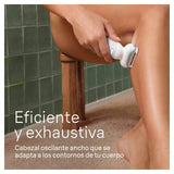 Braun Silk-épil 9, Depiladora Eléctrica Mujer Para Una Eliminación Del Vello Fácil, Depilación En Seco Y En Mojado, Con Cabezal De Rasuradora, Piel Suave Duradera, 9-041, Blanca/Plateada