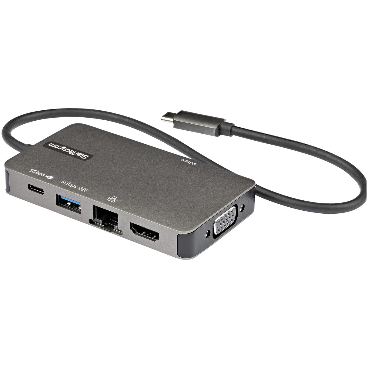 StarTech.com Adaptador Multipuertos USB-C - Docking Station USB Tipo C a HDMI 4K30 o VGA 1080p - Replicador de Puertos USBC PD de 100W - Hub USB de 3 Puertos - Red - con Cable de 30cm (DKT30CHVPD2)