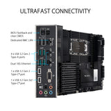 ASUS Pro W790E-SAGE SE Placa Base Intel W790 (LGA 4677 EEB con PCIe 5.0 x16, M.2, Dual 10G LAN, gestión remota de Nivel de Servidor, 14+1+1 etapas de alimentación, USB 3.2 Gen 2x2 Type-C), Negro