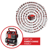 Einhell Compresor con batería TE-AC 18/75 Li OF-Solo Power X-Change (18 V, máx. 8 bar, depósito de 5 l, potencia de aspiración 75 l/min, 2 manómetros, sin aceite, sin batería)