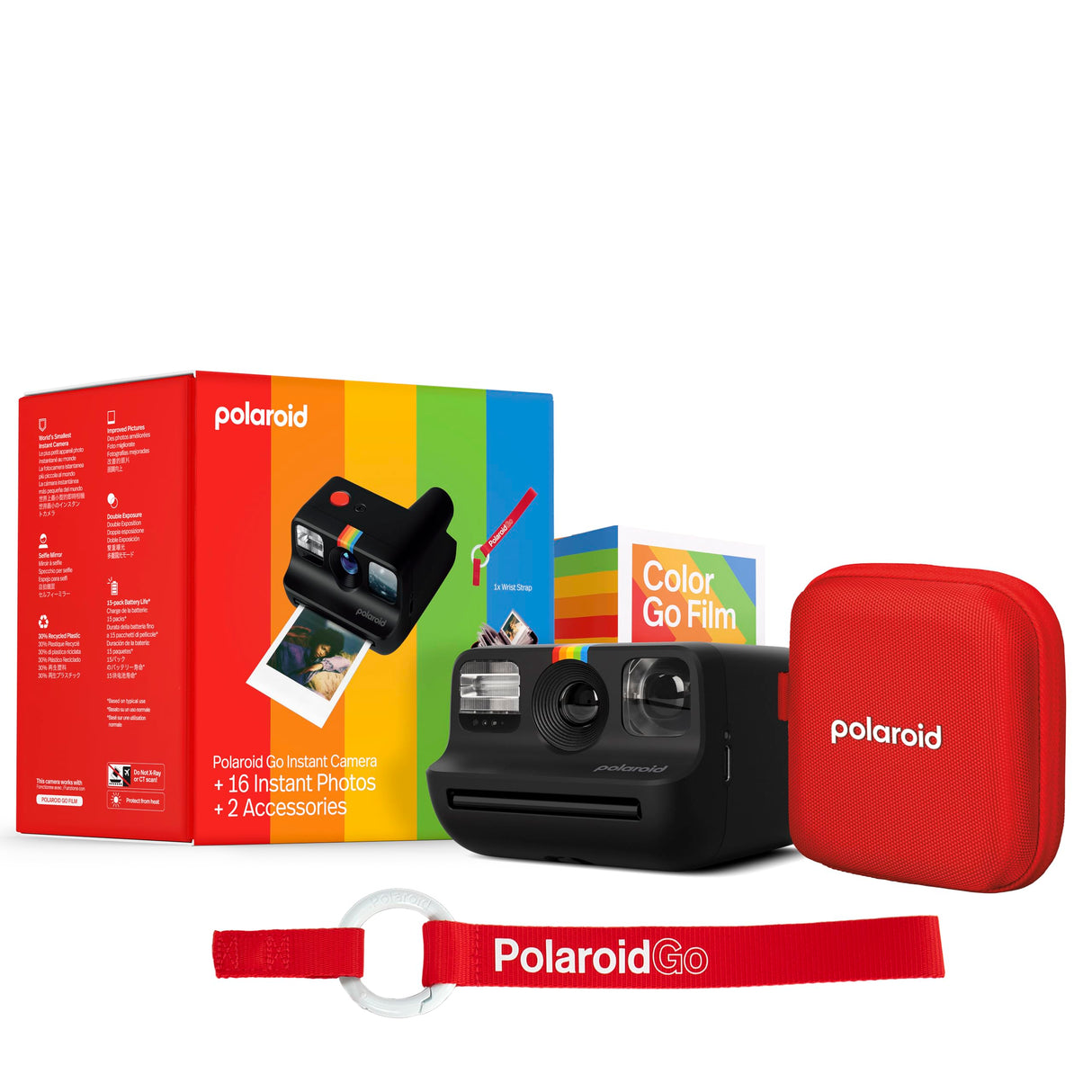Polaroid Go Generation 2 - Mini cámara instantánea Negra + Paquete de película (16 Fotos Incluidas) y Accesorios Go (álbum de Fotos + Correa de muñeca) - 6541