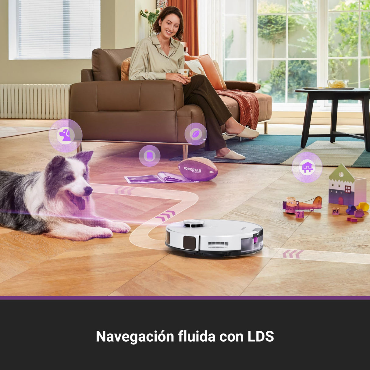Eureka E20 EVO Plus Robot Aspirador y Fregasuelos 10000 Pa con Base Autovaciado, Navegación Láser, Duración de Batería 180 Min, Aspiradora Inteligente Antienredo para Suelos Duros, Alfombras, Pelo