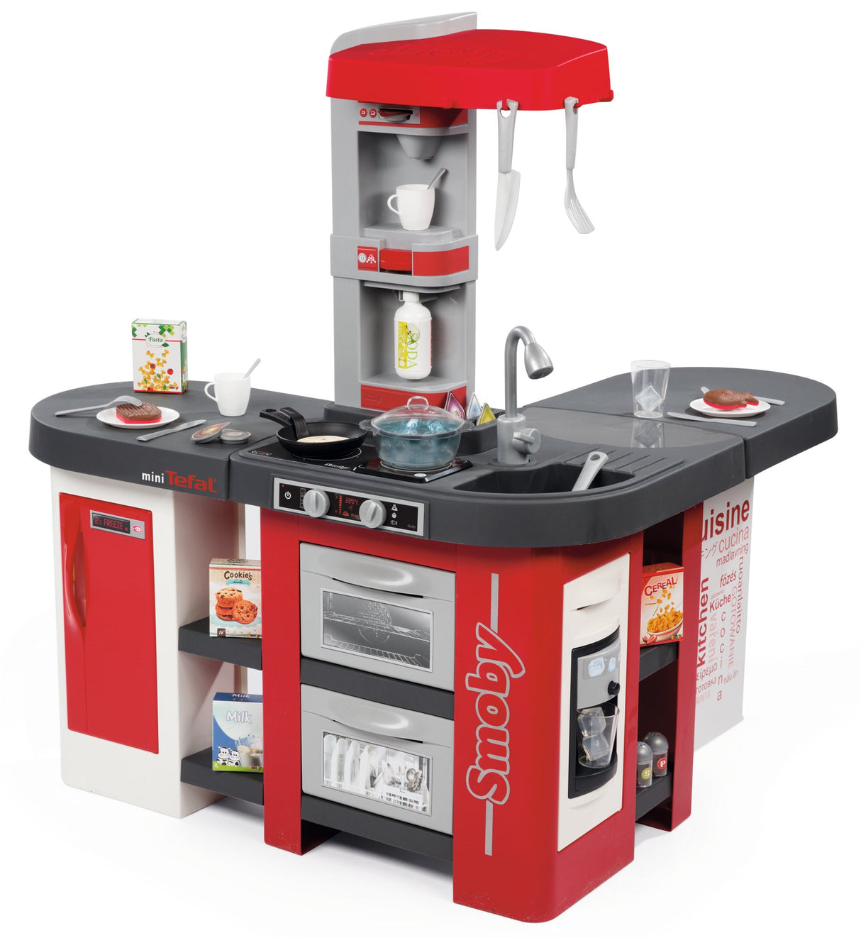 SMOBY- Kitchen Studio XXL Bubble con 38 accesorios, simula el efecto del agua hirviendo, refrigerador, horno, lavavajillas, dispensador de hielo, cafetera, 7600311025