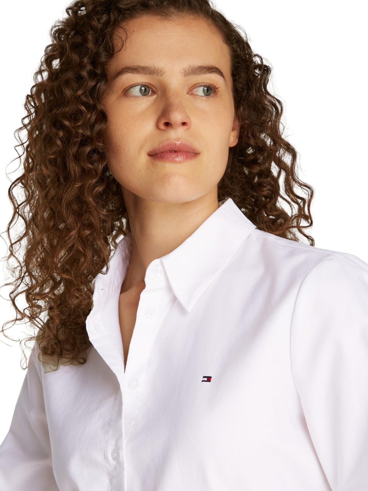 Tommy Hilfiger Camisa Mujer Oxford Relaxed Fit, Blanco (TH Optic White), 42