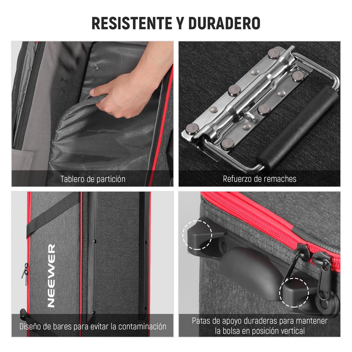 Neewer Maletín con Ruedas para Equipo de Estudio fotográfico, con Ruedas, Correas, Compartimento Acolchado, asa para Soportes de luz, estroboscópicos, Accesorios de fotografía, Red, 96x39x31cm,