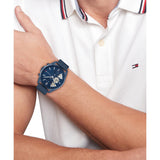 Tommy Hilfiger Reloj Analógico de Cuarzo Multifunción para Hombre con Correa de Malla de Acero Inoxidable Azul - 1710648