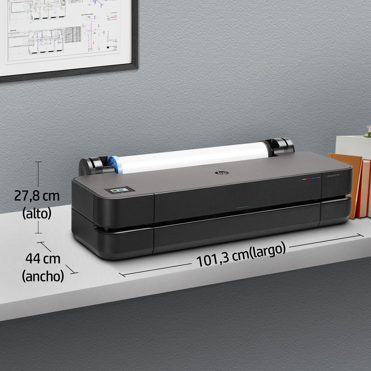 HP DesignJet T250 Impresora Plotter de Gran Formato, de 24 pulgadas, hasta A1, Impresión Móvil, Wi-Fi, Gigabit Ethernet, USB 2.0 de alta velocidad, Garantía de 2 años (5HB06A)
