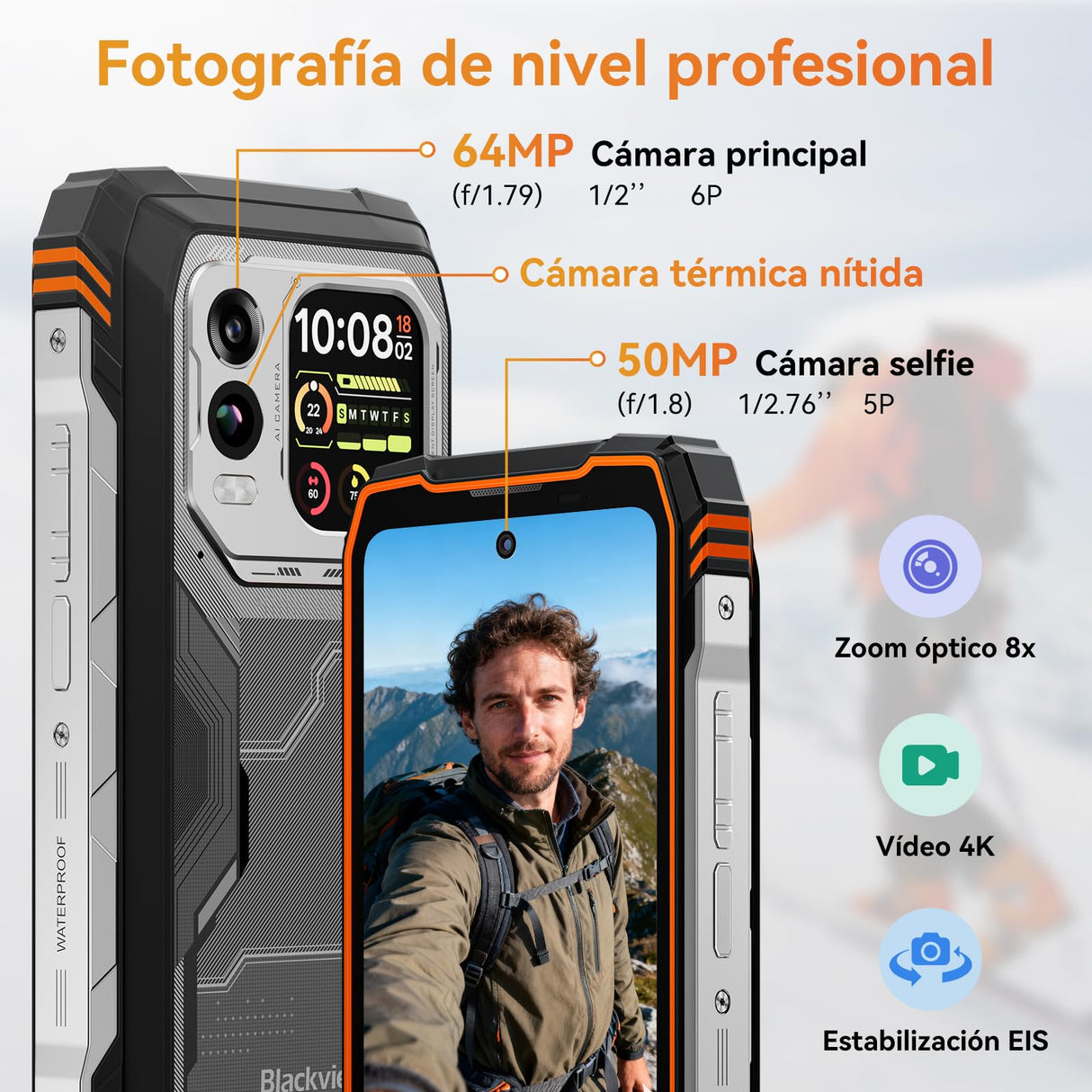 Blackview Xplore 1 Pro 5G Imágenes Térmicas Movil Resistente, Batería 20000mAh, 36GB+256GB/2TB TF, Android 15 Movil Irrompible, Dimensity 7050, 6.78" 120Hz 2.4K, 64MP+50MP, IP68/IP69K/OTG/NFC/GPS