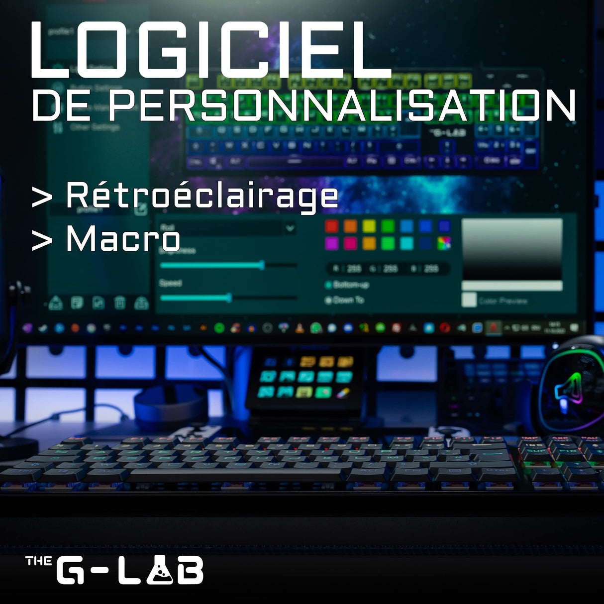 The G-Lab Clavier Gaming filaire Low PROFIL Switch Rouge - RGB - Logiciel de personnalisation - Design Slim et robuste