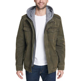 Levi's Washed Cotton Hooded Military Jacket Chaqueta, Forro de Oliva/Sarga de poliéster, XL para Hombre