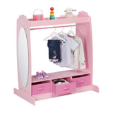 Relaxdays Perchero Infantil, 5 Compartimentos, Colgador de Ropa Niñas, con Gancho y Espejo, 107 x 97,5 x 61 cm, Rosa, Tablero de Fibras