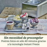 Cuisinart Heladera Profesional ICE100E Heladera con compresor 1.5L, Maquina para hacer helado, gelato, sorbetes y yogur helado casero, 150W, Helado al instante, Acero inoxidable, Color Plateado