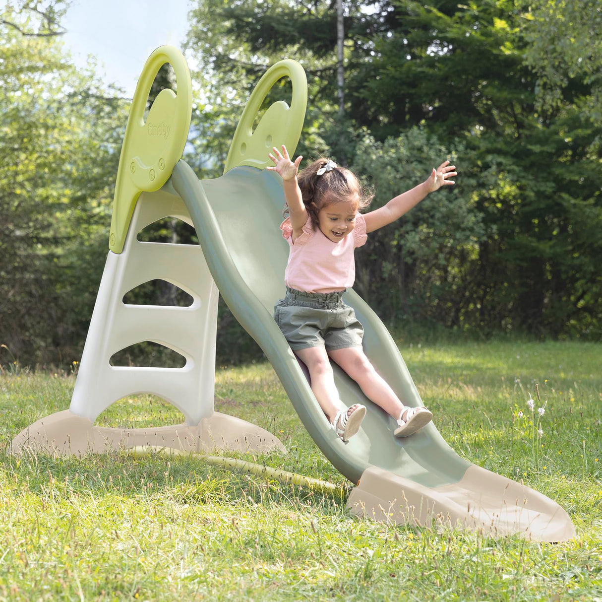 Smoby Life - Tobogán XL de Doble Onda – Tobogán Grande con Conexión de Agua, 2,30 Metros de Largo, con Caño Deslizante, Refuerzo, Material Reciclado y Proteccion UV,a Partir de 3 Años (7600820304)