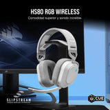 Corsair HS80 RGB WIRELESS Auriculares Inalámbricos para Juegos Multiplataforma RGB - Dolby Atmos - Micrófono Omnidireccional - Compatible con iCUE - PC, Mac, PS5, PS4 - Blanco