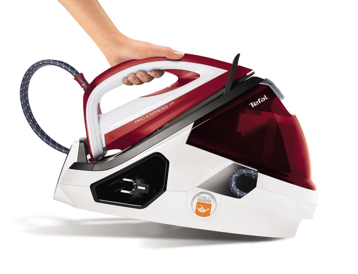 Tefal Pro Express Care GV9061 Dampfbügelstation (variable vapor 0-120 g/min, Dampfstoß: 480 g/min, desconexión automática de 7 bar) blanco/rojo