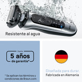Braun Afeitadora Eléctrica Hombre Series 6, Máquina De Afeitar En Seco Y En Mojado, 2 Modos De Afeitado, 60 Min De Uso, +2 Accesorios De Rasurado, Centro De Limpieza,Estuche De Viaje, 62-S7650CC,Plata