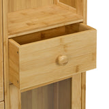 Relaxdays Mueble Zapatero, 5 Compartimentos, Armario Calzado Bambú, 127x95x19 cm, 9 Pares, 3 Solapas, Estrecho, Natural, Plástico, Tablero de Fibras