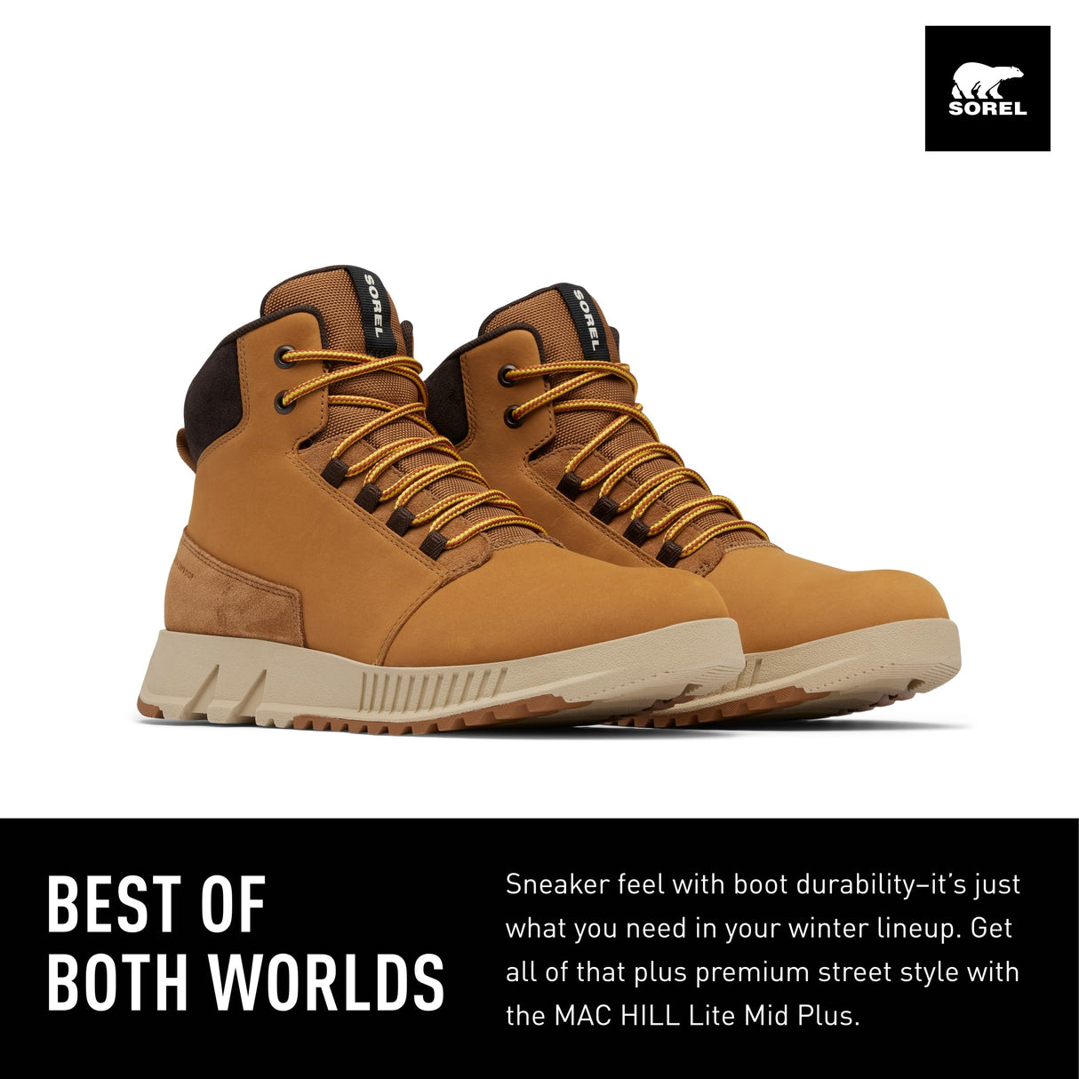 Sorel Mac Hill Lite Mid Plus WP, Botas de invierno impermeables, Hombre, Cashew Blackened Brown, 42 EU